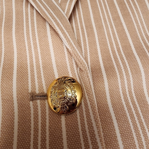 Beige Striped Stretchy Blazer Size M - Picture 9 of 10